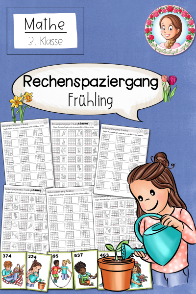 Rechenspaziergang schriftliche Addition Subtraktion Frühling ZR 1000 Klasse 3 (1475109)