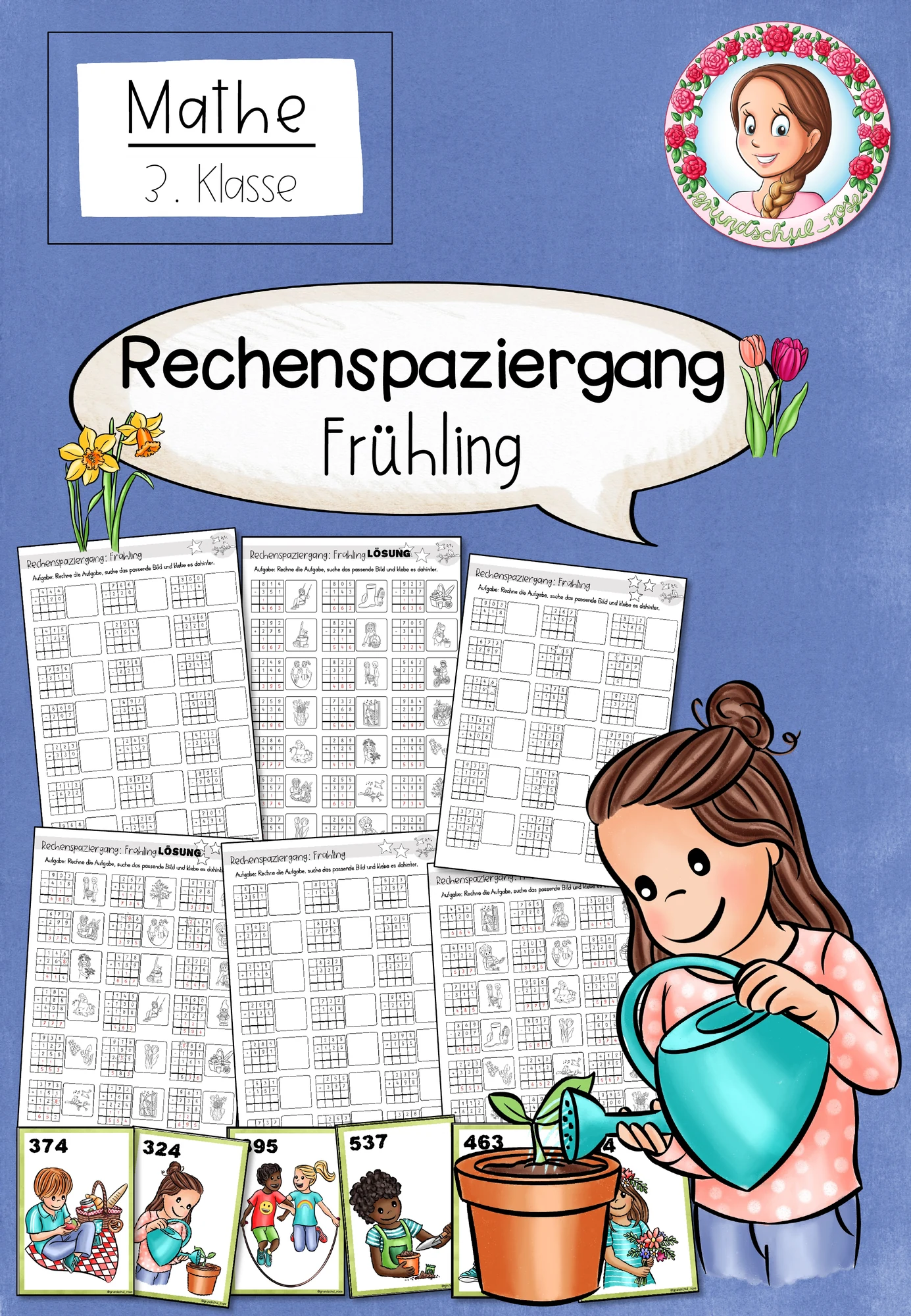 Rechenspaziergang Frühling | Addition Subtraktion ZR 1000 Klasse 3-4