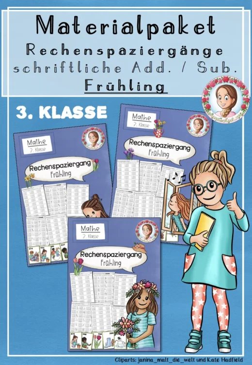 Materialpaket Rechenspaziergänge Frühling | schriftliche Addition und Subtraktion | ZR 1000 | Klasse 3