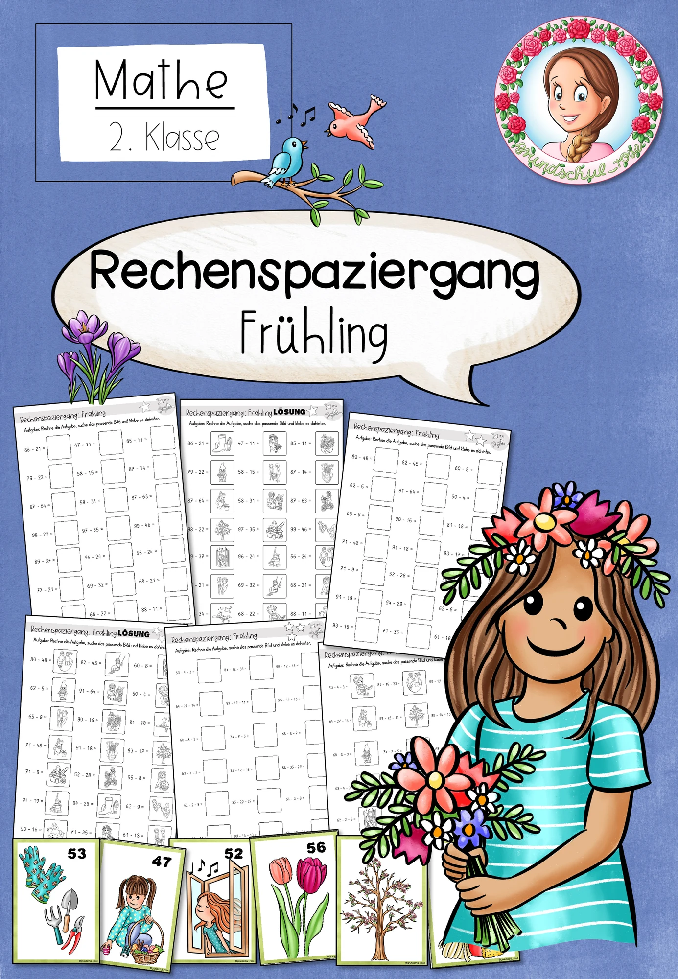 Cover: Rechenspaziergang Frühling | Subtraktion ZR 100 Klasse 2 – digitales Unterrichtsmaterial für die Grundschule