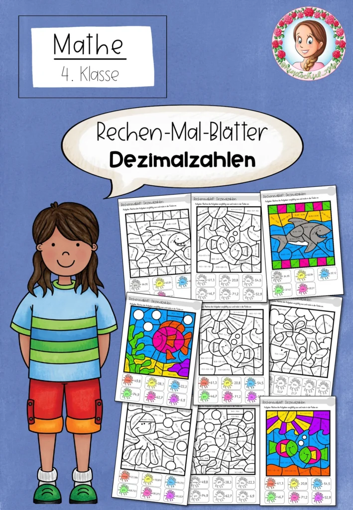 Rechenmalblätter Dezimalzahlen Mathematik Klasse 5-6 - Cover für Klasse 5-6