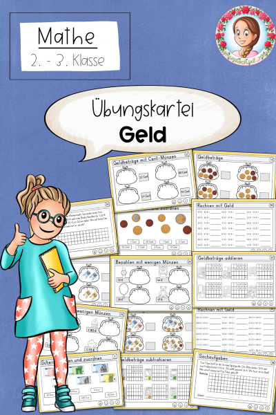 Mathekartei Geld Geldbeträge Mathe Klasse 2 bis 3 (1512398)