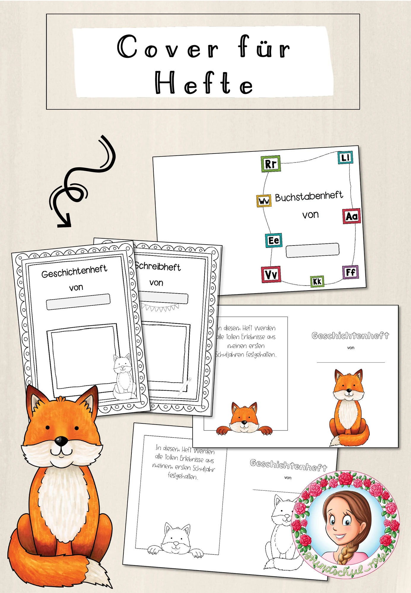 Fuchs-Klasse: Deckblätter für Hefte (Classroommanagement)