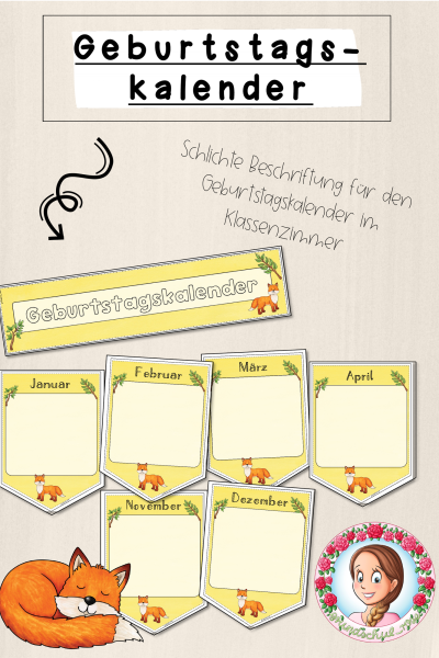 Fuchs-Klasse: Geburtstagskalender (Classroommanagement) (1555143)