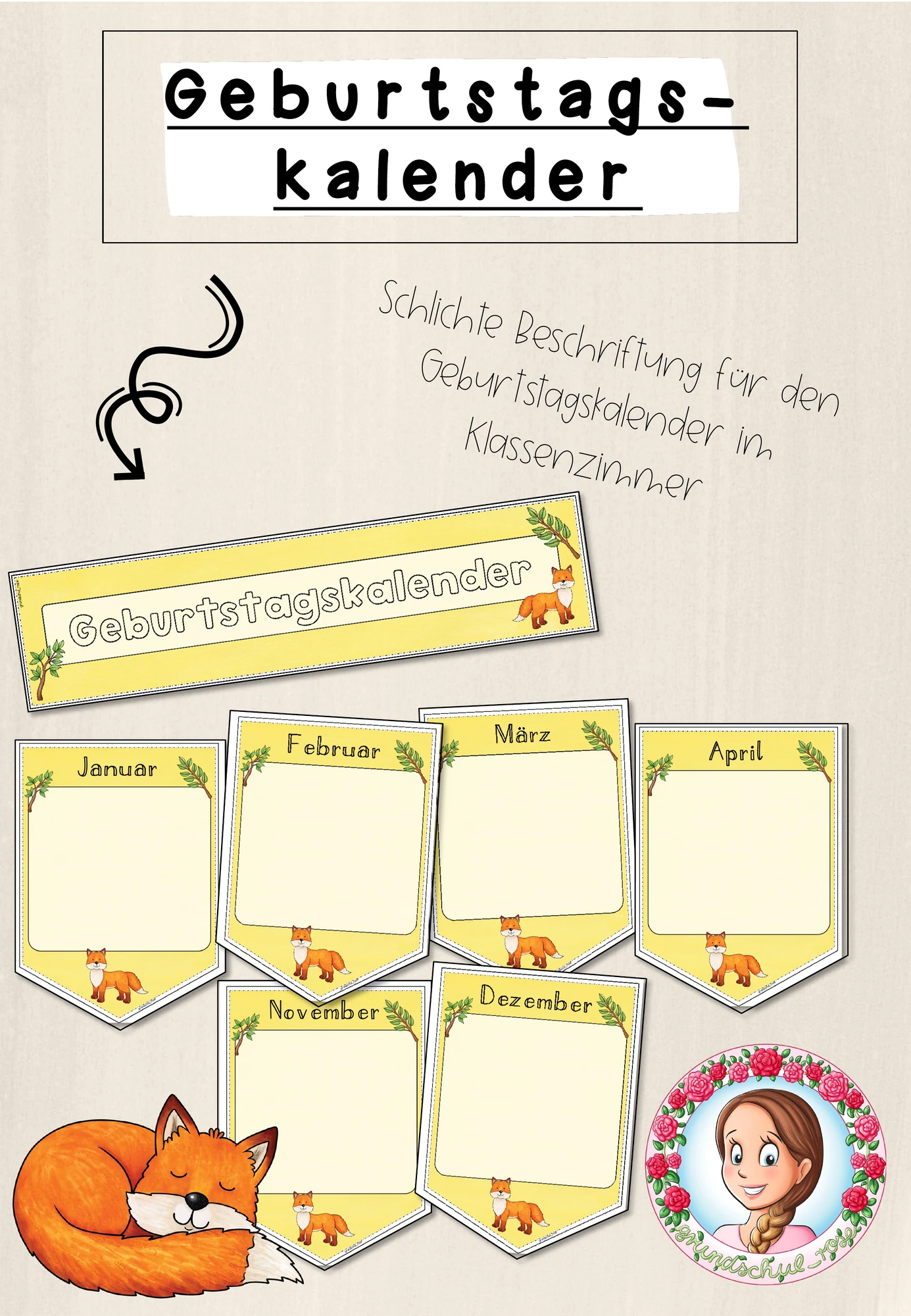 Fuchs-Klasse: Geburtstagskalender (Classroommanagement)