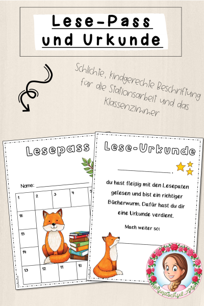 Fuchs-Klasse: Lesepass und -urkunde (Classroommanagement) (1555148)