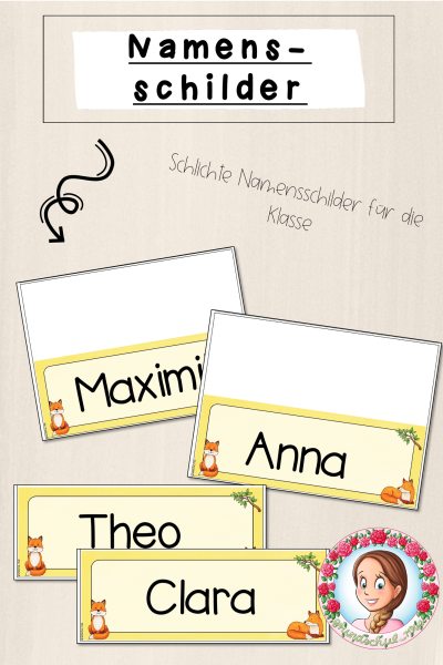 Fuchs-Klasse: Namensschilder (Classroommanagement) (1555155)