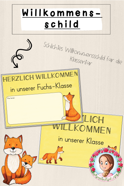 Fuchs-Klasse: Willkommensschild (Classroommanagement) (1555177)