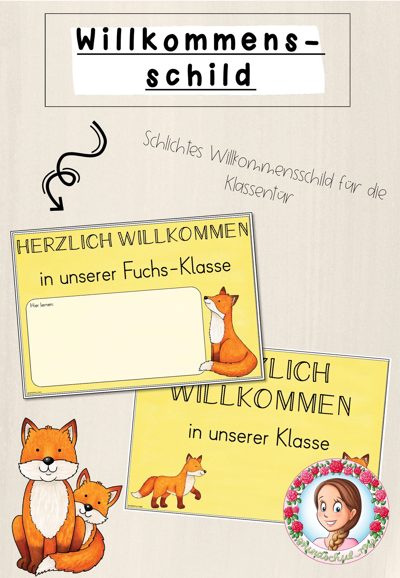 Fuchs-Klasse: Willkommensschild (Classroommanagement)