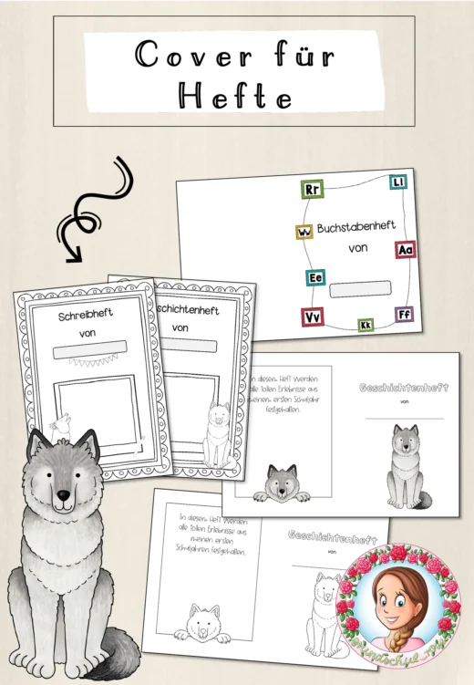 Wolf-Klasse: Deckblätter für Hefte (Classroommanagement)