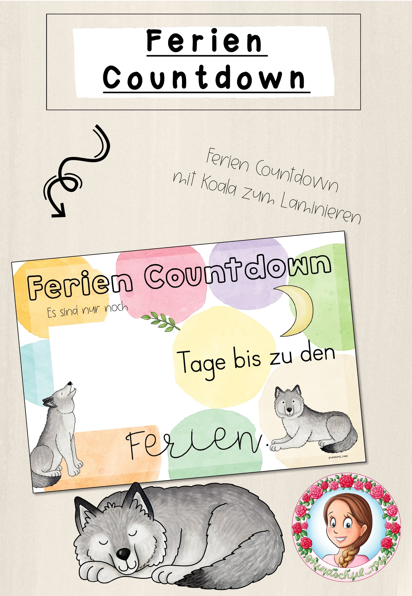 Wolf-Klasse: Ferien Countdown (Classroommanagement)