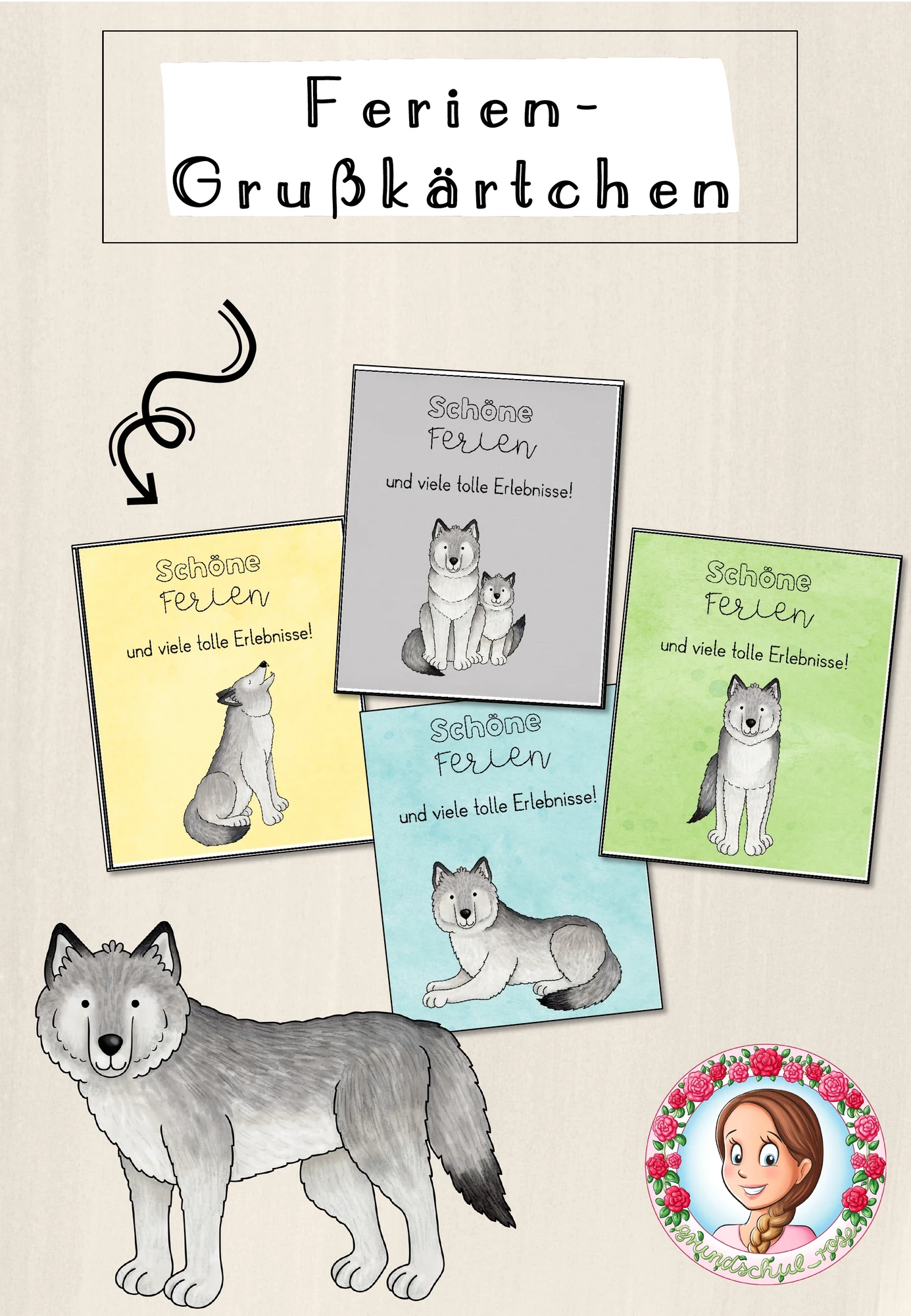 Wolf-Klasse Feriengruß | Sommerferien Schuljahresende