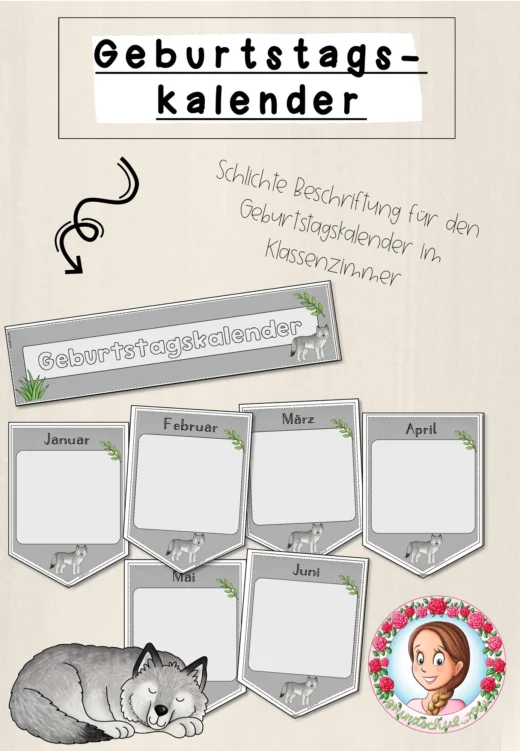 Wolf-Klasse: Geburtstagskalender (Classroommanagement)