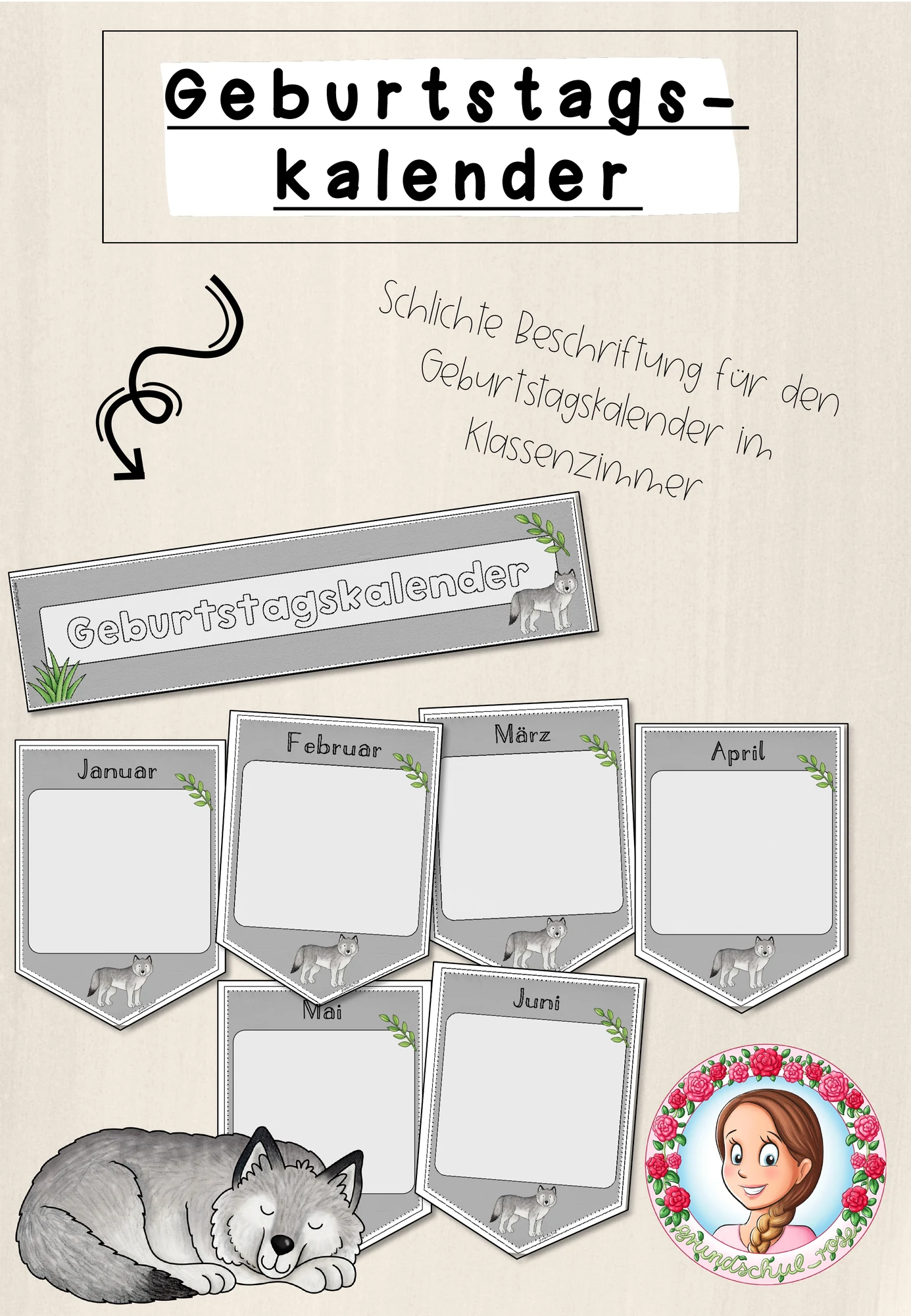 Wolf-Klasse: Geburtstagskalender (Classroommanagement)