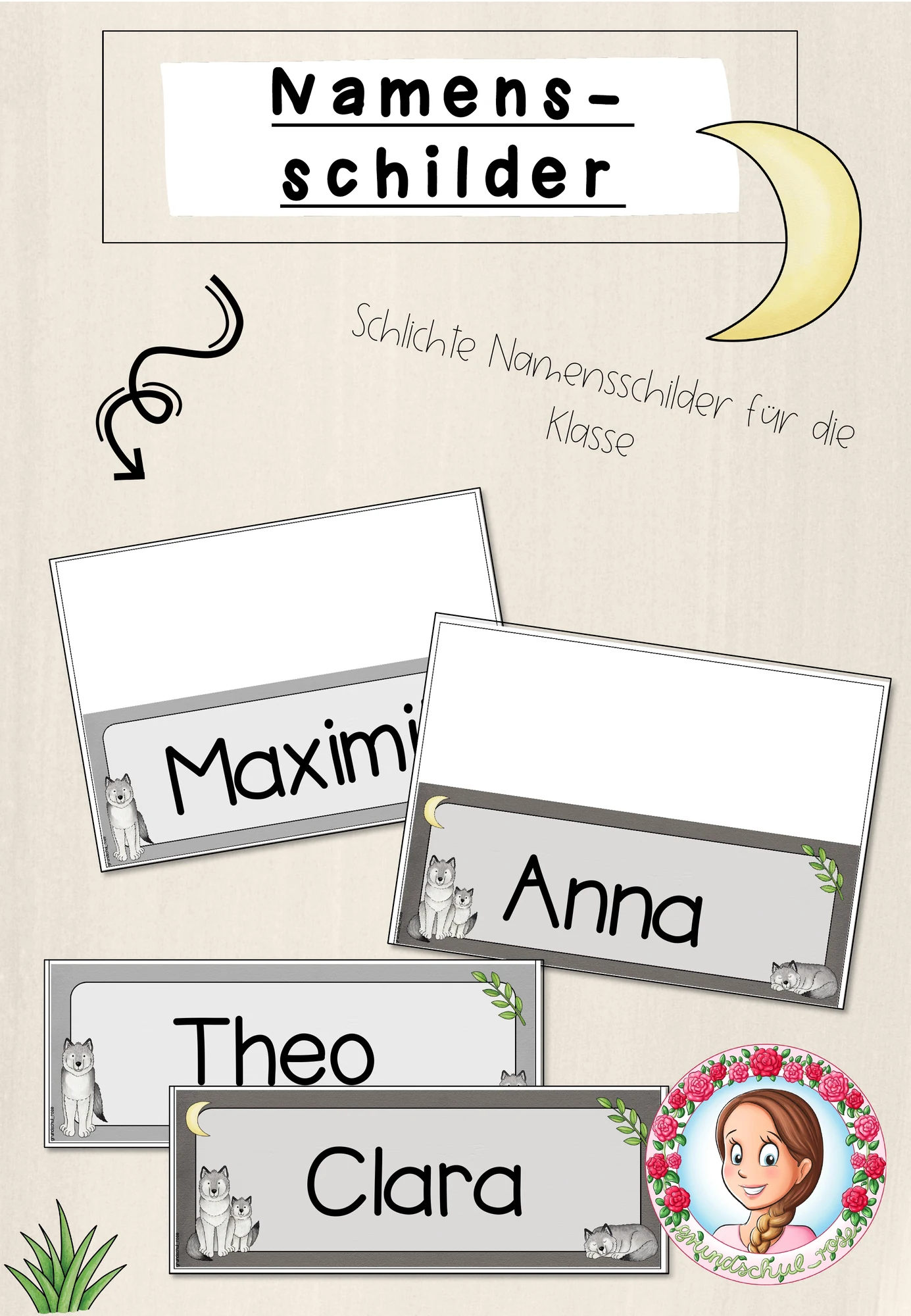 Wolf-Klasse: Namensschilder (Classroommanagement)
