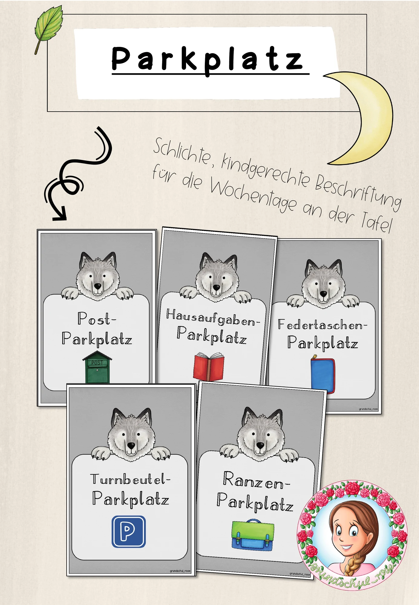 Wolf-Klasse: Parkplatz-Karten (Classroommanagement)