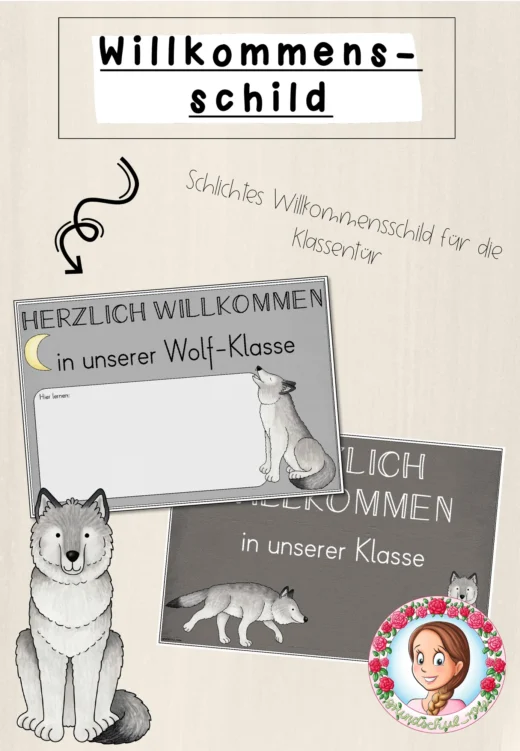 Wolf-Klasse: Willkommensschild (Classroommanagement)