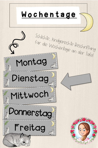 WOlf-Klasse: Wochentage (Classroommanagement) (1557081)