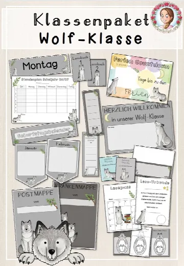 Cover: Klassenpaket: Wolf-Klasse (Classroommanagement) – digitales Unterrichtsmaterial für die Grundschule