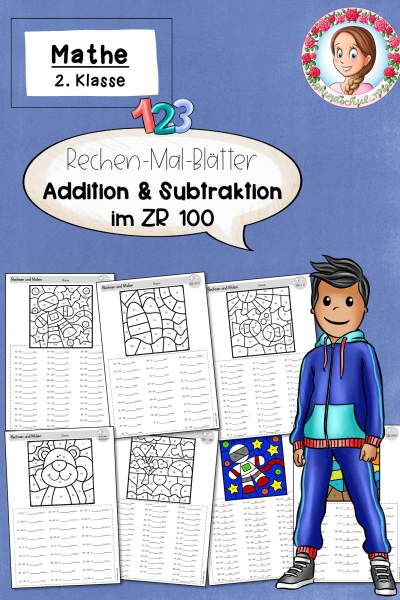 Rechen-Mal-Blätter – Rechnen & Malen – Addition und Subtraktion 2. Klasse – Zahlenraum 100 (1583407)