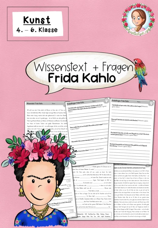 Frida Kahlo: Wissenstext und Fragen (4.-6. Klasse)
