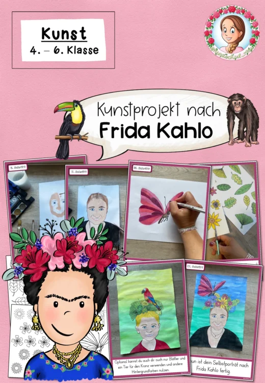 Frida Kahlo: Kunstprojekt Selbstporträt (4.-6. Klasse)