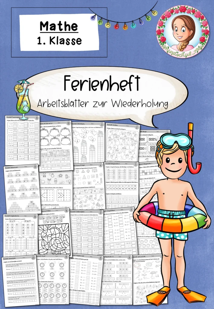 Ferienheft Mathe Klasse 1 für Sommerferien und Fit in Mathe