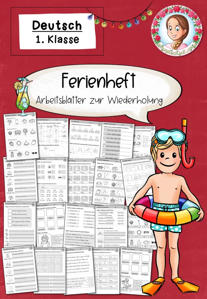Ferienheft Sommerferien Deutsch Klasse 1 - Cover für Klasse 1
