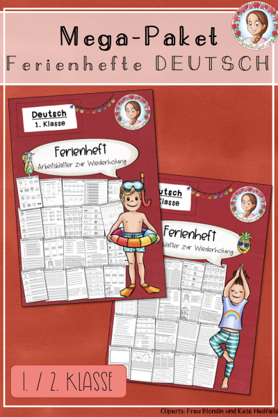 Ferienheft Deutsch 1. & 2. Klasse – Wiederholung & Übungen Mega-Paket (1586428)