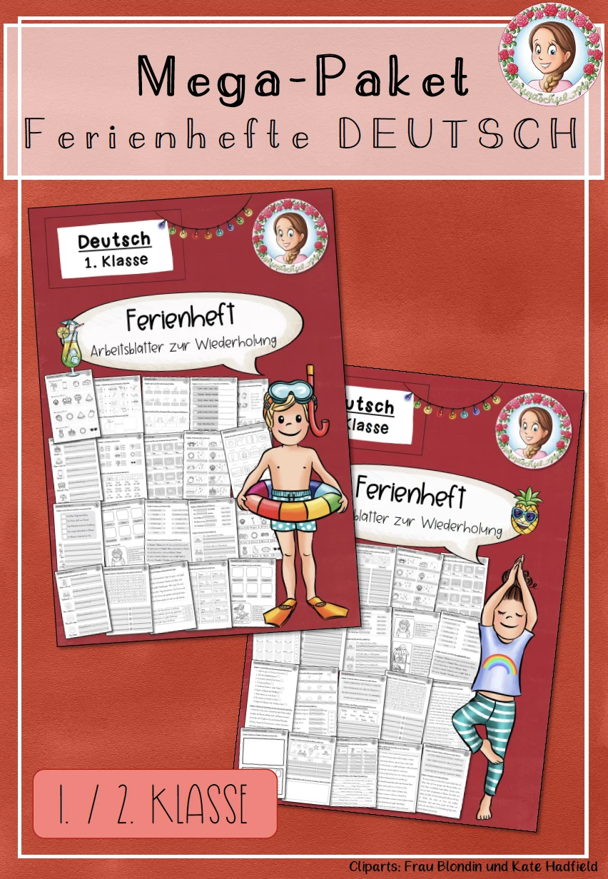 Cover: Sommerferien Deutsch Paket | Ferienheft Deutsch Klasse 1-2 – Fit in Deutsch – digitales Unterrichtsmaterial für die Grundschule