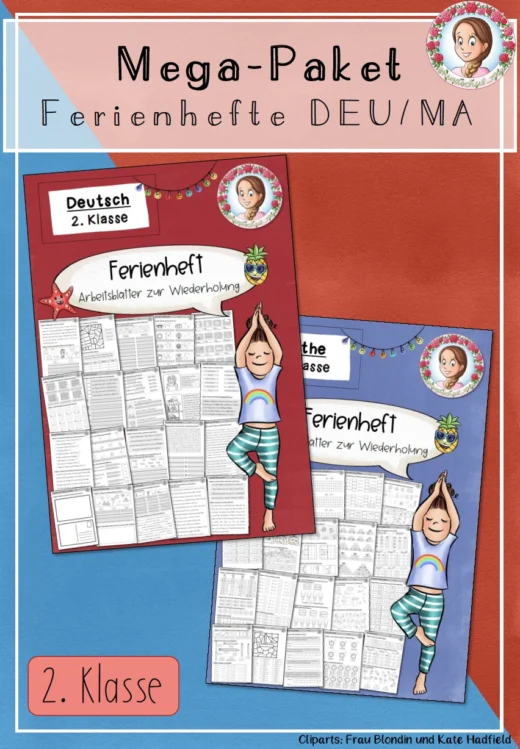 Ferienheft Deutsch & Mathe Paket | Fit in Klasse 2 – Wiederholung & Übungen