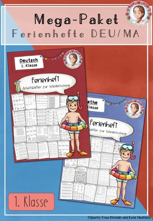 Ferienheft Mathe Deutsch 1. Klasse – Wiederholung & Übungen