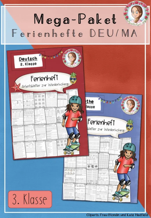 Cover: Ferienheft Deutsch & Mathe Paket | Fit in Klasse 3 – Wiederholung & Übungen – digitales Unterrichtsmaterial für die Grundschule