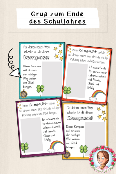 Sommergruß zum Schuljahresende – Grußkärtchen mit Kompass (1598653)
