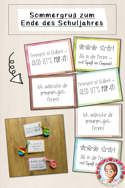 Sommergruß zum Schuljahresende – Grußkärtchen mit Schlüsselanhänger (1598659)