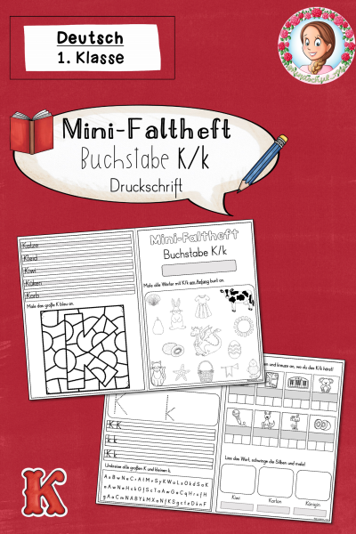 Mini-Faltheft Buchstabeneinführung – Druckschrift Buchstabe K (1. Klasse) (1613816)