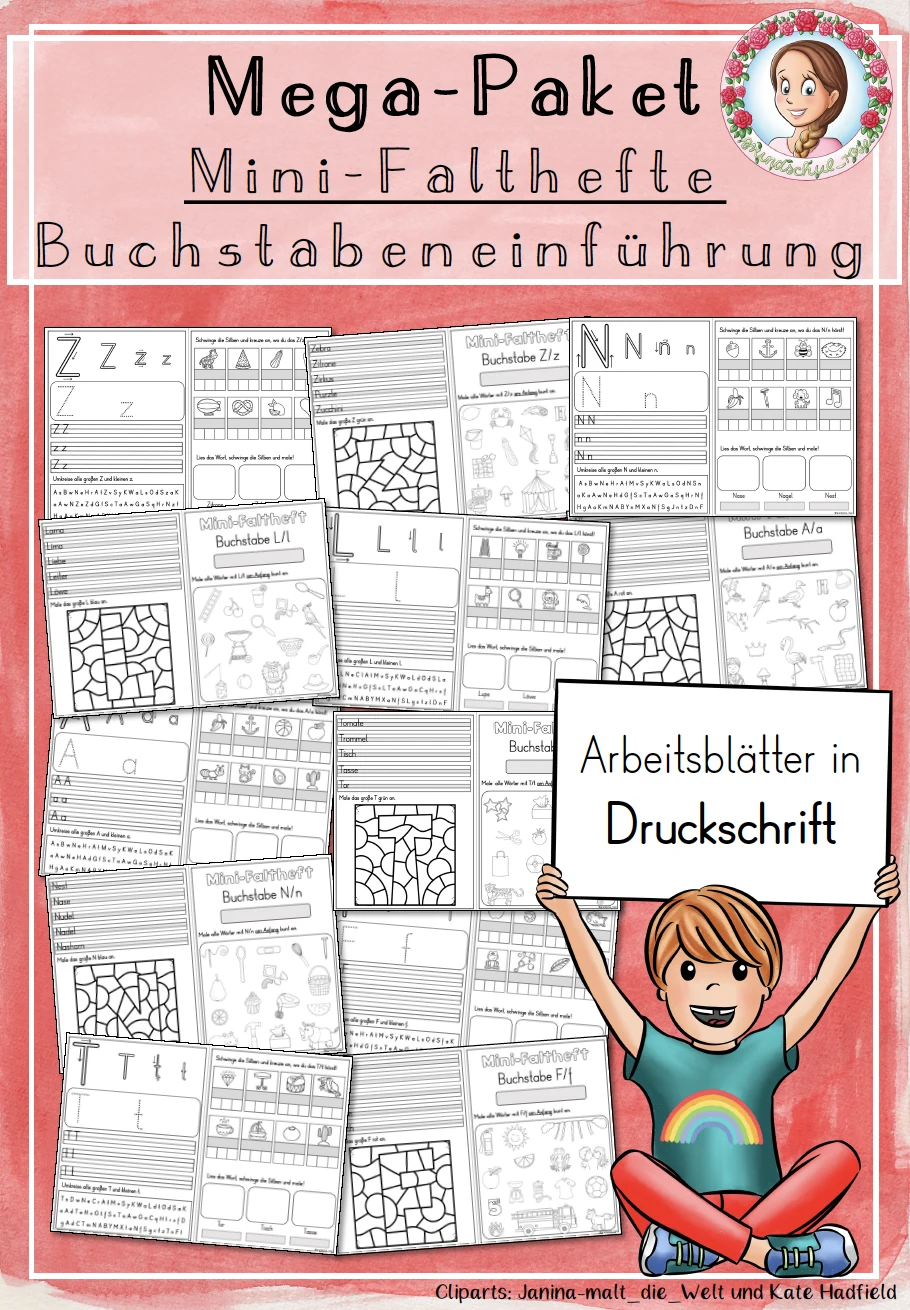 Cover: Mega-Paket Mini-Faltheft Buchstabeneinführung Druckschrift (1.Klasse) – digitales Unterrichtsmaterial für die Grundschule