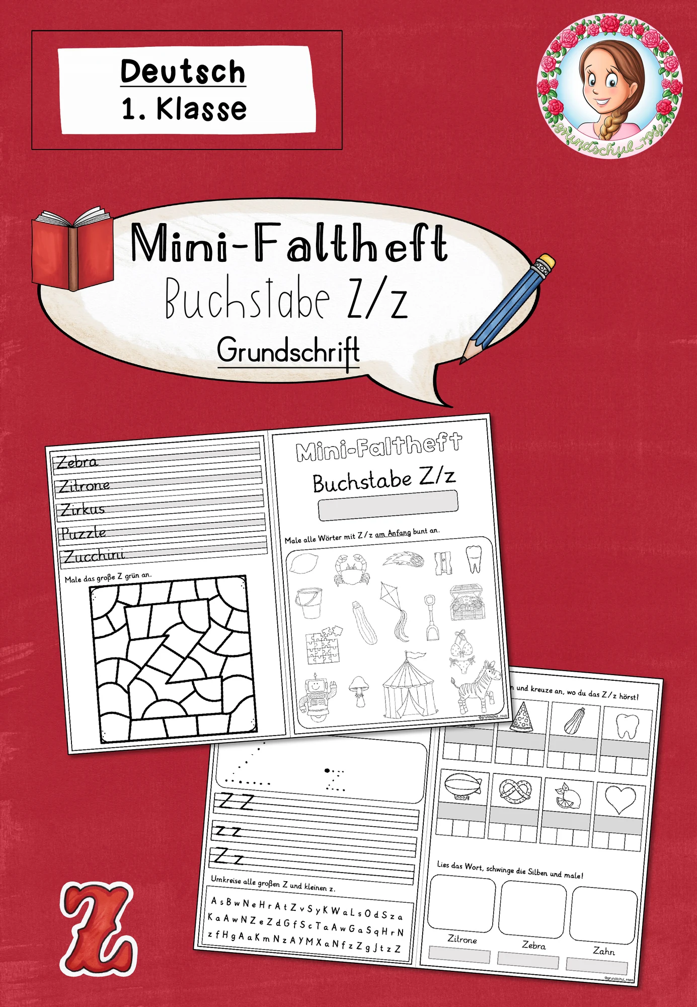 Mini-Faltheft Buchstabeneinführung – Grundschrift Buchstabe Z (1. Klasse)
