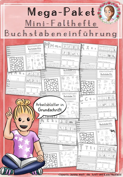 Mega-Paket Mini-Faltheft Buchstabeneinführung Grundschrift (1.Klasse)
