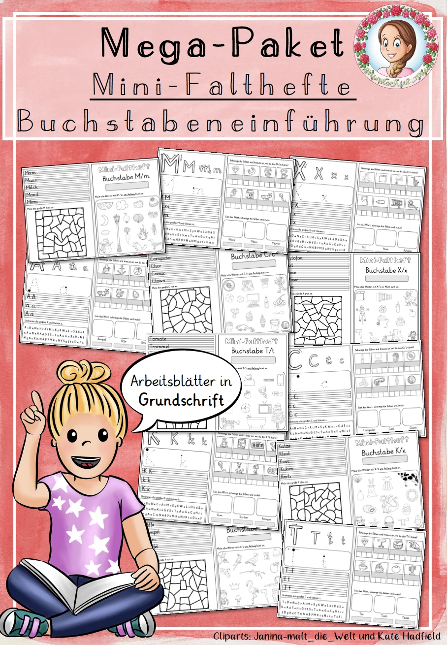 Cover: Mega-Paket Mini-Faltheft Buchstabeneinführung Grundschrift (1.Klasse) – digitales Unterrichtsmaterial für die Grundschule