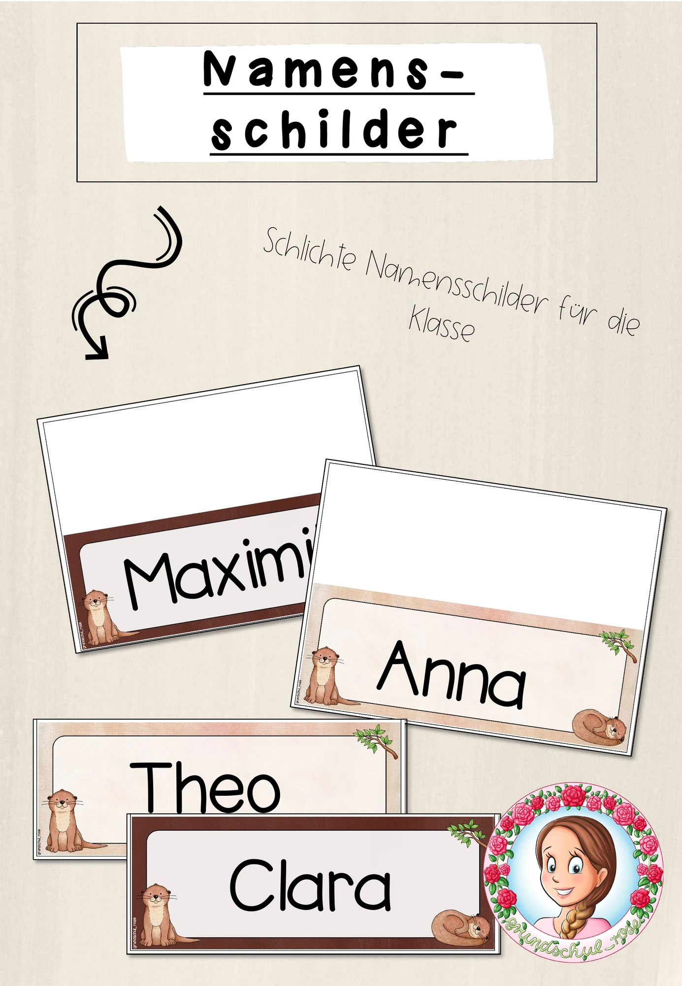 Otter-Klasse: Namensschilder (Classroommanagement)
