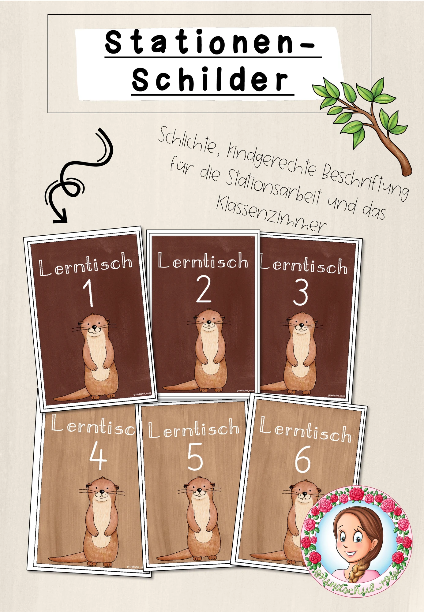 Otter-Klasse: Stationsschilder (Classroommanagement)