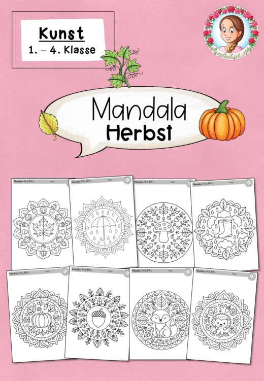 Herbst: Mandala-Ausmalbilder für den Kunstunterricht (1.–4. Klasse)
