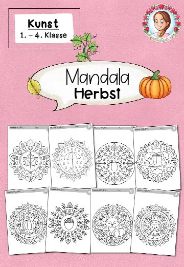 Cover: Herbst Mandala | Kunst Ausmalbilder Klasse 1-4 – digitales Unterrichtsmaterial für die Grundschule