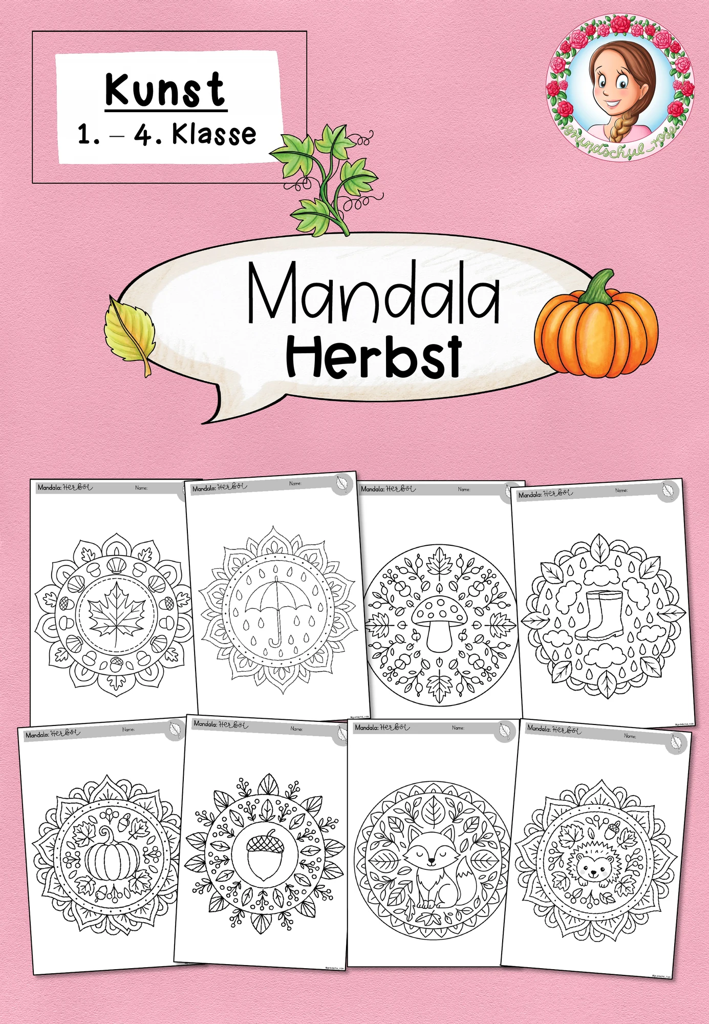 Herbst: Mandala-Ausmalbilder für den Kunstunterricht (1.–4. Klasse)