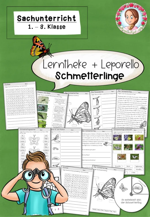 Lerntheke zum Schmetterling + Leporello (1.-3. Klasse)