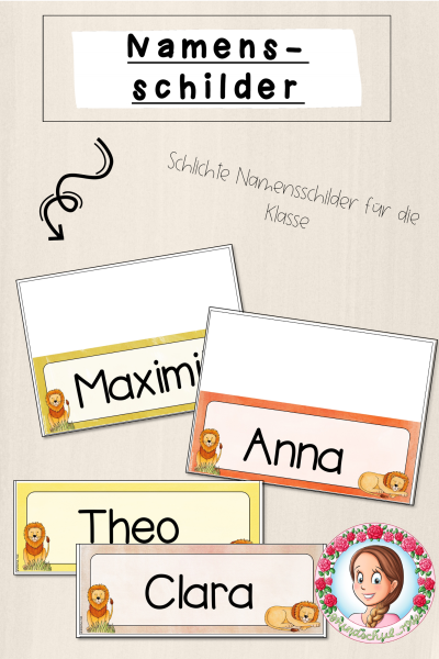 Löwen-Klasse: Namensschilder (Classroommanagement) (1659824)