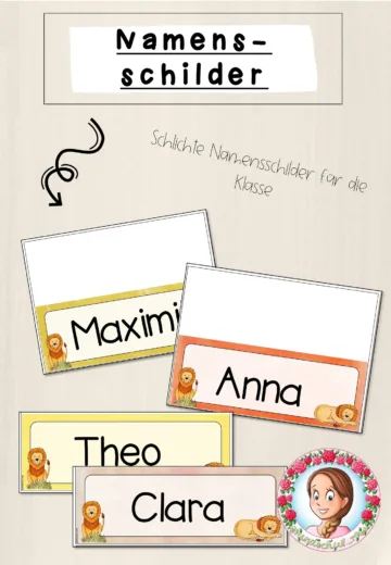 Cover: Namensschilder Löwen-Klasse editierbar | Klassentier Löwe Grundschule – digitales Unterrichtsmaterial für die Grundschule