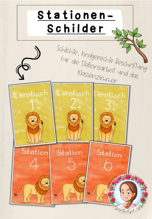 Löwen-Klasse: Stationsschilder (Classroommanagement)