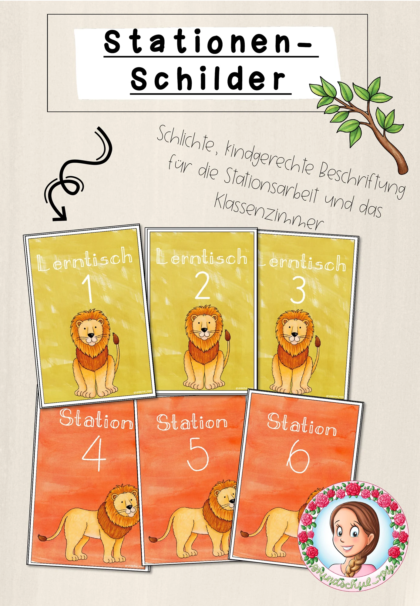 Löwen-Klasse: Stationsschilder (Classroommanagement)